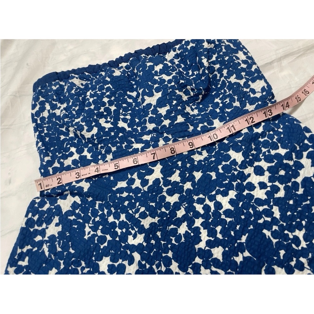 J Crew Strapless Boeing Midi Dress Blue White Flowers Women’s‎ 0 Fully Lined Zip - Picture 11 of 15
